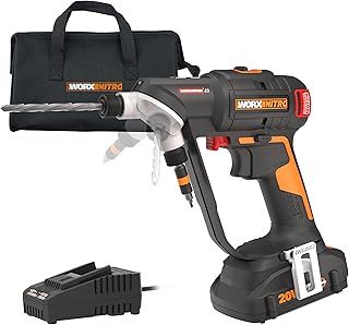 Worx Nitro 20V SwitchDriver 2.0 Brushless Cordless Drill Driver - 2-in-1 Set With Rotatable Dual 1/4" Chucks, Compact Design, Digital Torque Setting WX177L (Battery & Charger Included)