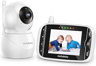 HelloBaby Baby Monitor with Camera and Night Vision IPS Screen LCD Display, ECO Mode,355°/120° Remote Pan/Tilt/Zoom,Night Vision, 2-Way Talk, 8 Lullabies, Temperature (HB66pro)