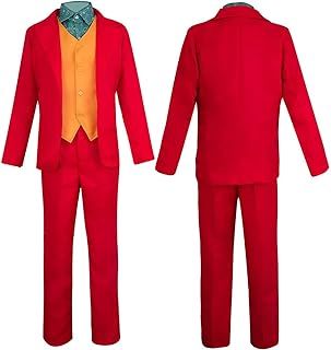 Joaquin Phoenix Cosplay Costume Clown Clothes Arthur Fleck Red Suit Halloween The Joker Jacket Uniform