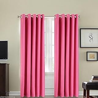 viceroy bedding Pair of PINK 66" Width x 90" Drop, Luxury FAUX SILK Eyelet Curtains INCLUDING PAIR OF MATCHING TIE BACKS