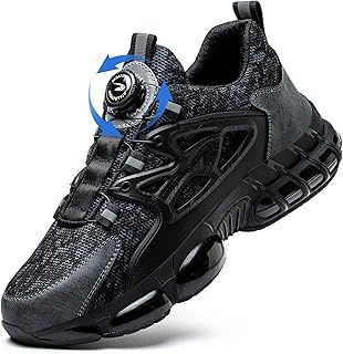 OBIDER Safety Trainers, Safety Shoes for Men Women Steel Toe, Lightweight Breathable Work Trainers Non Slip Air Cushion Work Shoes Swivel Buckle Shoelaces