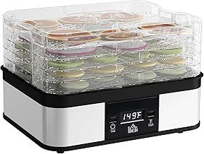 HOMCOM 5 Tier Food Dehydrator, 245W Stainless Steel Food Dryer Machine with Adjustable Temperature, Timer and LCD Display for Drying Fruit, Meat, Vegetable, Jerky and Pet Treat, Black