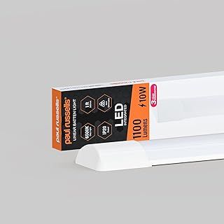 paul russells 1ft LED Batten, Ceiling Fitting Tube Light, 6500K Daylight,10W, 1100 Lumens, Light for Office, Bathroom, Kitchen, Garage, Warehouse Fluorescent Lighting Replacement,1 Pack