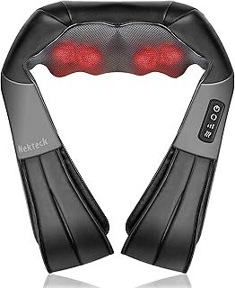 Nekteck Neck Back Massager, Shoulder Massager with Heat, Deep Tissue 3D Kneading Pressure Shiatsu Electric Massage for Muscle Pain for Office Chair Car & Home Use (Black)