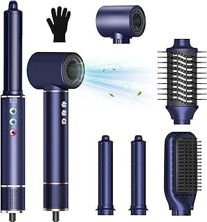 Hair Styler, 110000 RPM High-Speed Negative Ionic Hair Dryer, 20m/s Airflow Hair Dryer Brush, Straightener Brush, Air Styler for Fast Drying, Volumizer, Hair Dryer Curler (Blue)