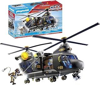 Playmobil 71149 City Action Tactical Police Twin-Prop Helicopter, highly detailed SWAT rescue helicopter with light and sound module, fun imaginative role-play, playset suitable for children ages 5+