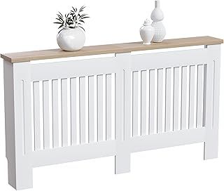 Vida Designs Arlington Radiator Cover White Modern Painted MDF Cabinet, Slats, Grill, Wood Top Shelf, Large (H: 83.3 / W: 152 / D: 19 cm)