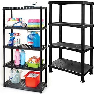 4/5 Tier Plastic Shelving Units Great For Storage Home, Garage & Pantry Racking Shelf Shelves Tools, Paint, Stationary & Parts (4 Tier)