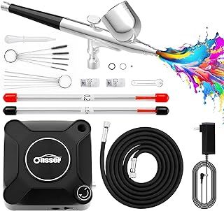 Oasser Airbrush Compressor Kit 36PSI, Dual Action Airbrush Suit 0.2 0.3 0.5 mm Nozzle for Model, Tattoo, Makeup, Cake