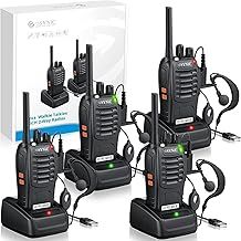 eSynic 4Pack Professional Walkie Talkies for Adults Rechargeable Walkie Talkies 16CH Two Way Radio Hand Free VOX Walkie Talkie With Earpieces& LED Lights Wonderful Gifts For Adults Kids etc