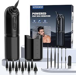 VITCOCO Ear wax Removal Kit, 2000mAh Rechargeable Electric Water Powered Ear Cleaner, Ear Irrigation Ear Cleaning Kit with 4 Cleaning Modes, 10 Reusable Ear Tips, Ear Flush Kit for Adults Home Use