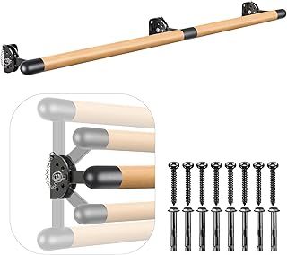 Kipika Wall Mounted Traditional Solid Wood Ballet Barre System, Stretch/Dance Bar for Home Workout Dance Equipment, Durable Metal Support