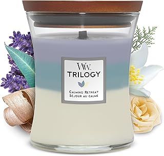 WoodWick Scented Candle with Crackling Wick, Café Sweets Medium Hourglass Trilogy Candle,Long Burning Candles: Up to 60 Hours, Perfect Gifts for Women