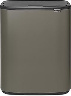 Brabantia Bo Touch Bin - 2 x 30L Inner Buckets (Platinum) Large Waste/Recycling Kitchen Bin - Soft-touch