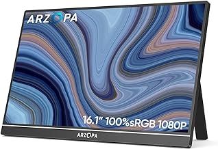 16.1" Portable Monitor, 1920×1080 FHD IPS Portable Monitor for Laptop with Single-rod, Support HDMI/Type-C/USB-C, Eye Protection Gaming Screen for Laptop/PC/Mac/PS3/4/5/Xbox