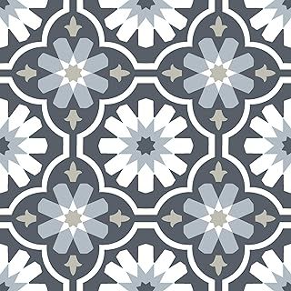 FloorPops FP2944 Sevilla Peel & Stick Floor Tiles, Gray, 60" L x 24" W x 0.06" T