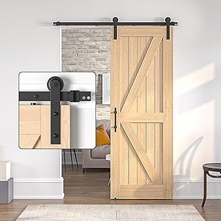 Sliding Door Kit,Single Wood Barn Door Sliding Kit,Heavy Duty Sliding Barn Door Kit,Black Sliding Door Track