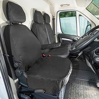 SC817BAD3 Tailored Heavy Duty Waterproof Front Seat Covers (NO Split Passenger seat WITH Pull Down Tray) Black - To Fit Peugeot Boxer 2022 Onwards