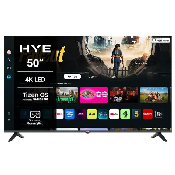 HYE 50" LED Smart TV - 4K Ultra HD, Samsung Tizen OS & Gaming Hub, Black