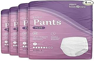 Amazon Basic Care Lady Pants Plus Large – 28 Count (4 Packs of 7), White