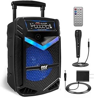 Pyle, Portable Pa-Systems for DJ - 800W Rechargeable Outdoor - PA Speakers, w/ 12” Subwoofer 1” Tweeter, Loudspeaker Portable, w/Microphone, Bluetooth, Lights, Recording Function, USB, Radio