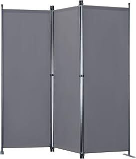 Foldable Room Divider 3 Panels Freestanding Screen Wall Room Divider Partition for Offices, Balcony, Bedroom, Outdoor Garden 168 x 165cm Grey