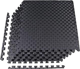 1" EXTRA Thick Puzzle Exercise Mat with EVA Foam Interlocking Tiles for MMA, Exercise, Gymnastics and Home Gym Protective Flooring (Black), 24 Square Feet