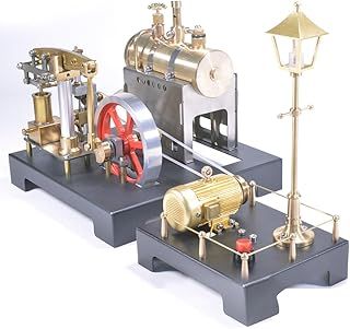 NULA RETROL SE-01 Full Metal Beam Steam Engine Model Kit, with Horizontal Boiler & Mini Steam Generator and Lamp Scene Model, Vertical Boiler Steam Engine That Runs for Adults