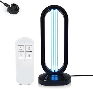 Vipomkowa ​UV Light Sanitizer, 38W Disinfection Tower, Detull UV Steriliser for Room, Remote Control Timer 110V UV Lamp, Kitchen, Baby Room,Office (Black) [Energy Class A+++]