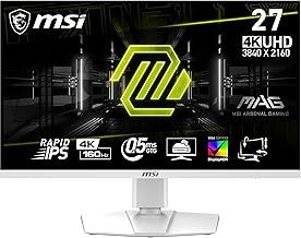 MSI MAG 274URFW 27 Inch UHD Gaming Monitor - 3840 x 2160 Rapid IPS Panel, 160 Hz - 05ms (GtG, Min), 133percentage sRGB Colour Gamut, Frameless Design, VESA DisplayHDR 400