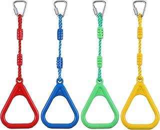 PELLOR Kids Monkey Bars, Kids Gymnastic Rings, Multifunctional Gym Rings, Backyard Playground Play Sets for Obstacle Ring, Trapeze Bar, Monkey Bars Climbing Frame, Climbing Ring Training