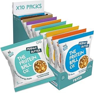Protein Balls Mixed Variety Pack by The Protein Ball Co - 100% Natural, Vitamin Enriched, Protein Snacks - 10 x 45g Bags - High Fibre, Gluten Free, No Added Sugar