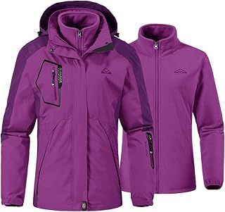 YSENTO Womens 3 in 1 Waterproof Winter Jacket Fleece Outdoor Walking Ski Mountain Coats with Hood
