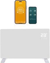 JSH WiFi Enabled Electric Glass Panel Heater 2000W | Smart App or Remote Control, Open Window Detection | Wall Mounted & Free Standing Low Energy Efficient Home Heating with 24H 7 Day Timer (White)