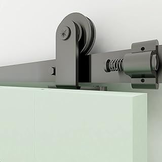 TSMST 200CM/6.6FT Sliding Door Track Kit Sliding Barn Wood Doors Rail T Mount Hangers Black for Single Door