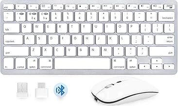 Wireless Keyboard and Mouse for Mac, Bluetooth Rechargeable Keyboard and Mouse compatible with Apple Macbook iMac iPad (Silver)