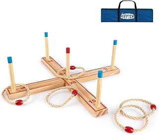 Grasshopper Games | Ring Toss Game, Wooden Garden Game Set, Interactive Outdoor Game for Kids and Adults
