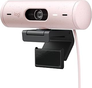 Logitech Brio 500 Full HD Webcam with Auto Light Correction, show Mode, Dual Noise Reduction Mics, Webcam Privacy Cover, Works with Microsoft Teams, Google Meet, Zoom, USB-C Cable, Streaming - Pink