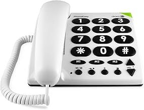 Doro PhoneEasy 311c Landline Phone - Big Button Corded House Phone - Ideal for the Elderly - 3 One-Touch Memories - Visual Ring Indicator - No Answerphone (White) [UK and Irish Version]
