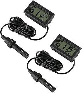 Digital Thermometer Hygrometer,INRIGOROUS Pack of 2 hygrometer thermometer Mini Probe Thermometers Temperature Humidity Gauge Meter for Reptile Incubator Aquarium Poultry office living room (2 Pack)