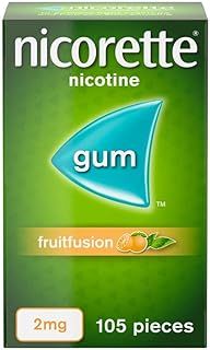 Nicorette Fruitfusion 2mg Gum (1 x 105 Pieces), Discreet and Fast-Acting, Stop Smoking Aid to Tackle Cravings and Withdrawal Symptoms, Nicotine Gum with Pleasant Fruit Flavour