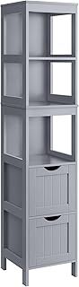 VASAGLE Bathroom Floor Cabinet, Freestanding Bathroom Storage Unit, with 2 Drawers, 3 Open Compartments, for Bathroom, Living Room, Kitchen, Modern Style, Dove Grey BBC066G02