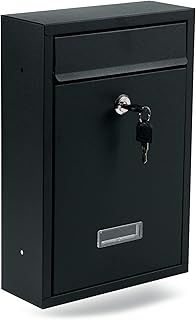 ZENO Letter Box Wall Mounted | Modern Post Box Mailbox | Post Letter Box for Home | Black Mail Box with 2 Keys | Easy To Install | Super Secure | Nameplate | Keep Your Mail Safe