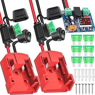2PCS Power Wheel Adapter for Milwaukee M18 18V Battery Adapter Power Wheels Battery Converter for DIY Work Light RC Truck Car, 12AWG DIY Wire, Power Tool Battery Connector, with Switch