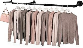 Dyna-Living Clothes Rack Wall Mounted Clothes Rail 184cm Industrial Pipe Clothes Hanging Bar with 10 Hooks, Retro Metal Garment Bar Hanging Rail for Shops, Home
