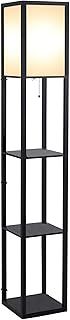 HOMCOM 3-Tier Floor Lamp, Floor Light with Storage Shelf, Reading Standing Lamp for Living Room, Bedroom, Kitchen, Dining Room, Office, Dorm, 160cm, Black