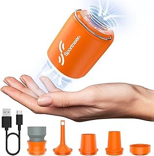 Mini Air Pump - Sportneer 4.5kPa Portable Electric Inflatable Pump with Camping Light and Magnetic Design, 1600mAh USB Rechargeable Tiny Electric Pump Air Mattress Pump for Outdoor Home Use