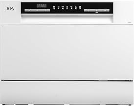 SIA TTD6W White Tabletop Mini Dishwasher, 6 Programmes, 6 Place Settings, LED Display, Ideal for Kitchen Counter Top, Caravans, Mobile Homes, 2 Years Parts and Labour Guarantee