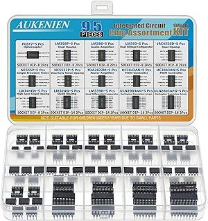 AUKENIEN 15 Values Integrated Circuit IC Assortment Kit PC817 LM358P LM386 LM393 JRC4558D NE555P NE5532P TDA2822D UC3842AN UC3843AN UA741CN LM324N LM339N ULN2003APG ULN2803APG Op Amp Amplifier Timer