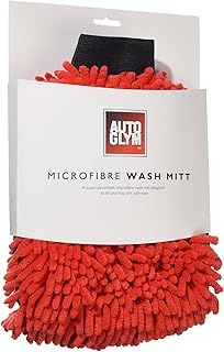 Autoglym Microfibre Noodle Wash Mitt - Mircrofibre Cleaning Mitt Specially Designed For a Quick, Streak-free Finish on Car Paintwork and Glass , 20.30 x 2.00 cms, Red